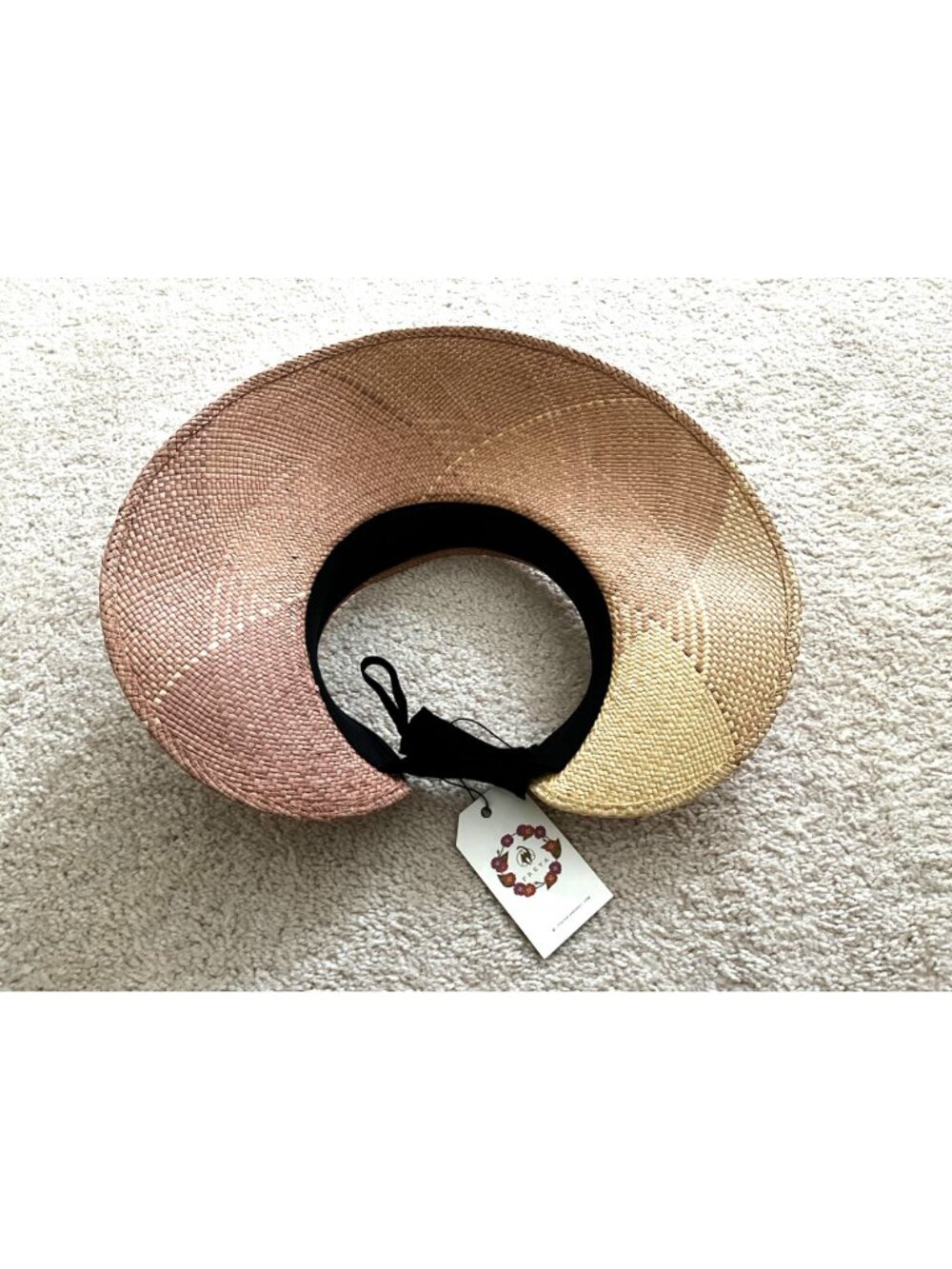 NWT Freja New York Whirlwind Visor Handmade Straw Artisan Crafted Luxury $230 - Picture 6 of 10